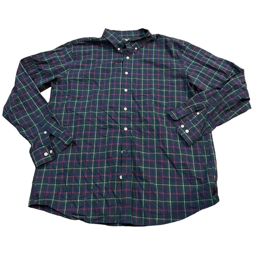 Boys Lands End Plaid Husky Dress Shirt